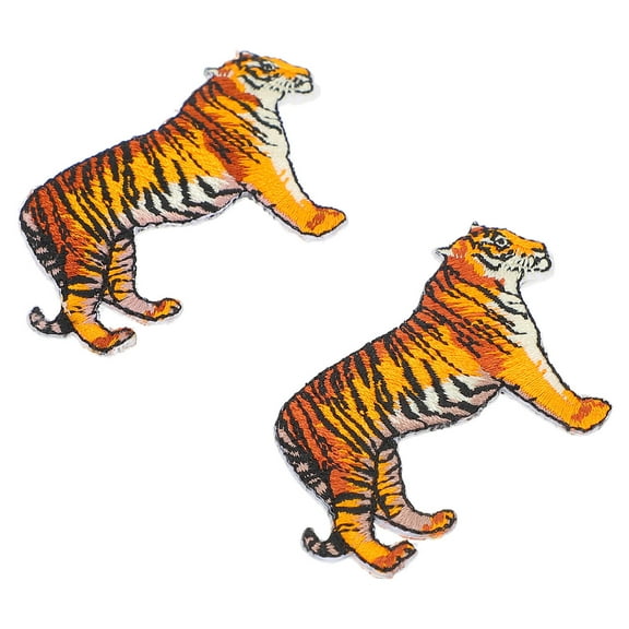 WHAMVOX Animal Iron-On Patches 2Pcs Tiger Shape Rayon for Bags and Hats