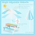 thumbnail image 5 of GLACER 3-in-1 Kids Picnic Table, Wooden Sand and Water Table w/Removable & Adjustable Umbrella, Removable Sand Box, Built-in Benches, Kids Outdoor Furniture for Toddler, Patio, Backyard (Blue+White), 5 of 9