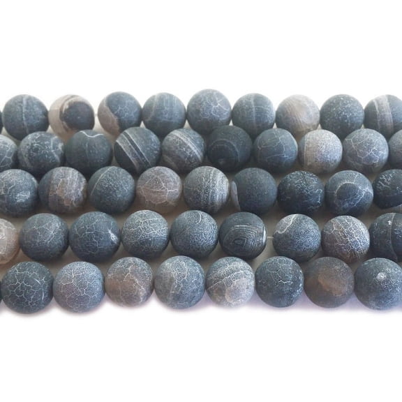 6mm 14 Inches Dark Gray Matte Agate Round Beads Genuine Gemstone Natural Jewelry Making