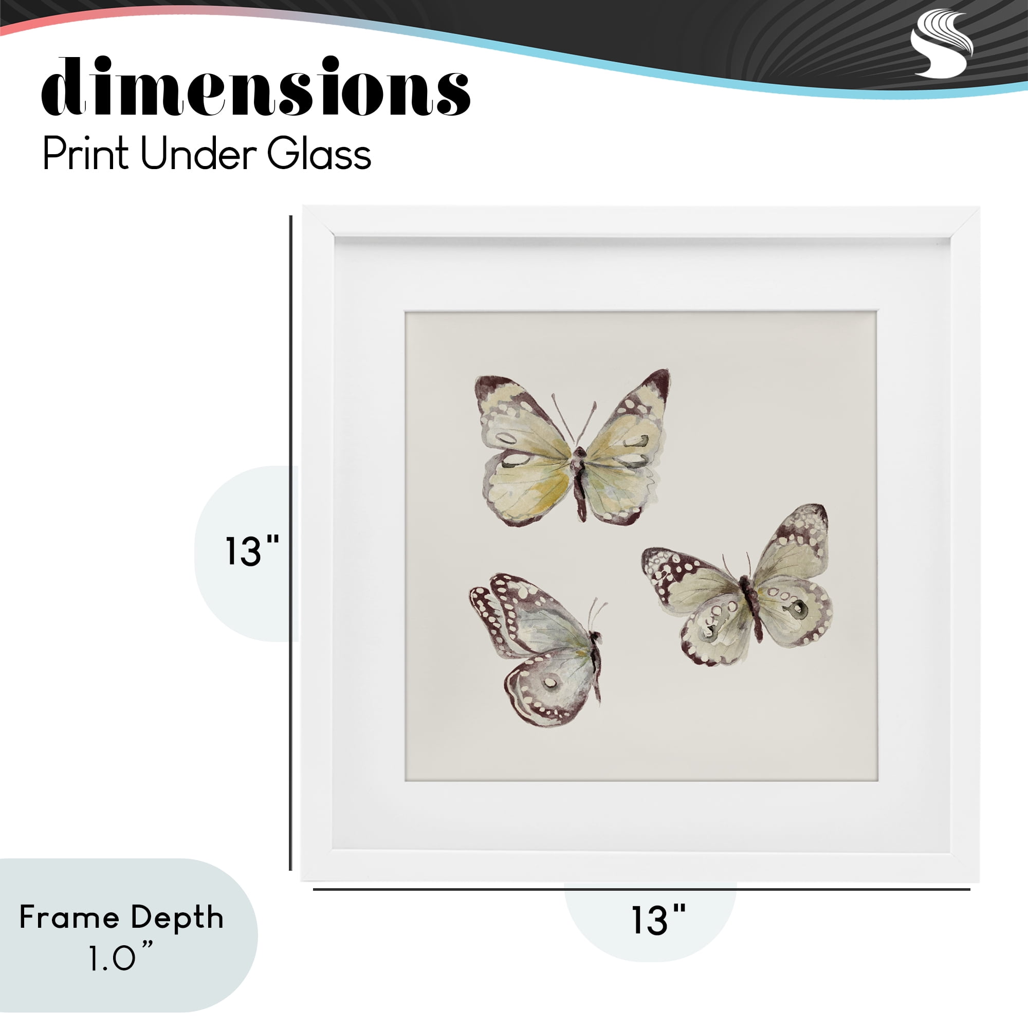 Stupell Industries Delicate Butterflies on Beige White Framed Print Under Glass, design by Patricia Pinto