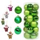 thumbnail image 2 of Adornos de bolas de Navidad, paquete de 24, 3 cm/4 cm, bolas de Navidad, Papá Noel, adornos colgantes para árbol de Navidad combinados, color rosa y verde, 2 of 5