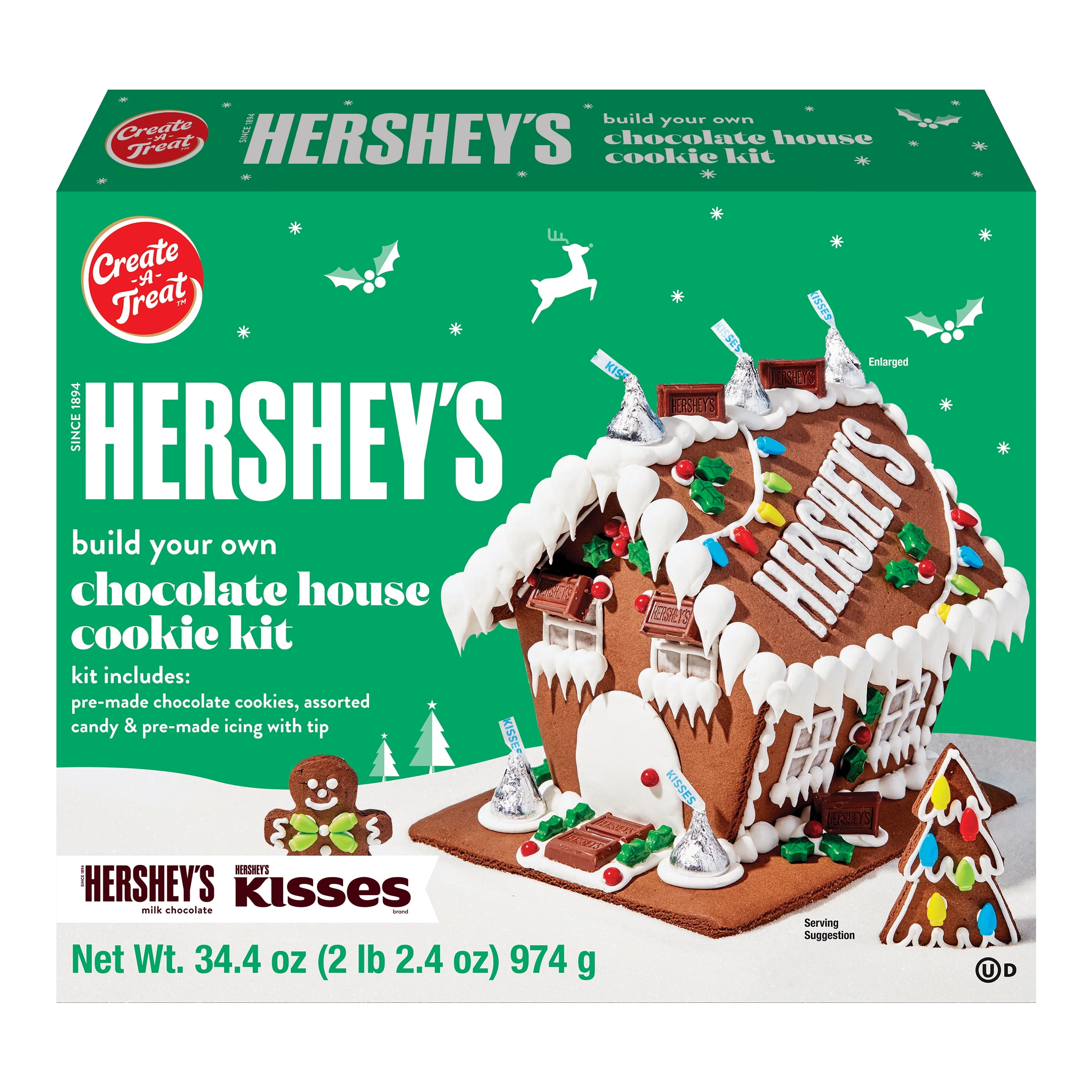 (2 pack) Create A Treat Hershey’s Large Cookie House Kit, 34.4 oz  (Baked, Decorating Kit)