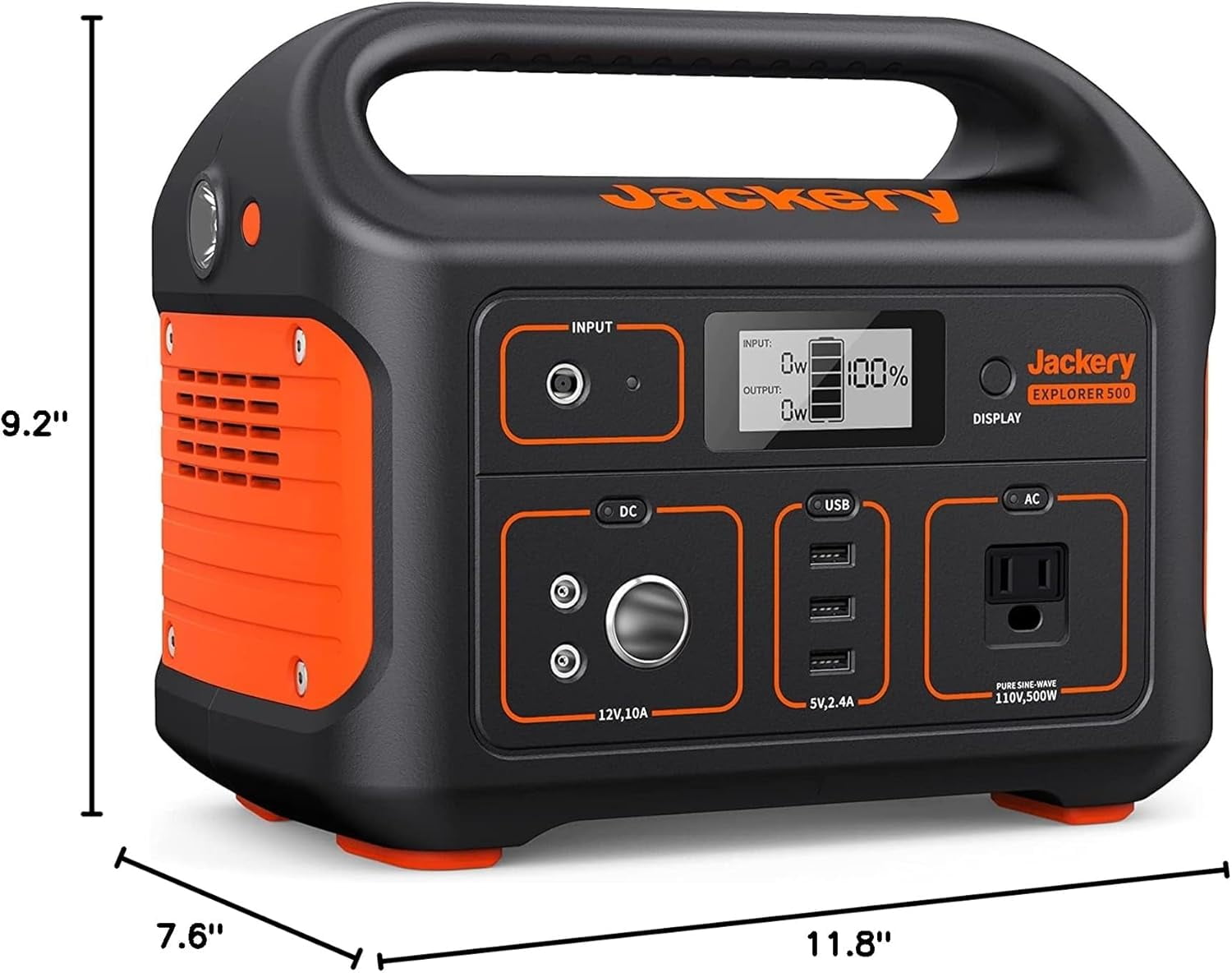 Jackery Portable Power Station Explorer 500 and 5m Extension Cord, 510Wh Solar Generator Lithium Battery with 500W AC Outlet for Outdoors Camping Travel Hunting Blackout