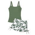 thumbnail image 3 of Hellosay Teen Girl Swimsuits with Padding 2 Piece Adjustable Straps Tankini Shorts Bathing suit Surfing Swimwear Green, 3 of 7