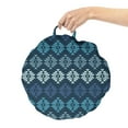 thumbnail image 2 of Boho Round Floor Cushion with Handle, Horizontally Aligned Traditional Zigzag Formations, Decorative Pillow for Living Room & Dorms, 18" Round, Multicolor, by Ambesonne, 2 of 4