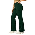 thumbnail image 2 of MMJ Plus Size Cargo Pants for Women Flare Leg High Waist Fleece Lined with Pockets Stretch Casual Trousers Full Length Comfortable Warm Outdoor Hiking Travel, 2 of 8
