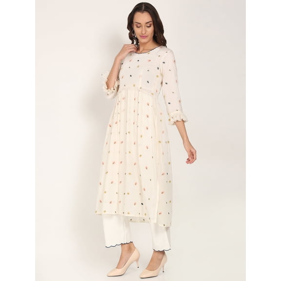 DAISY WHITE EMBROIDERED KURTA SET