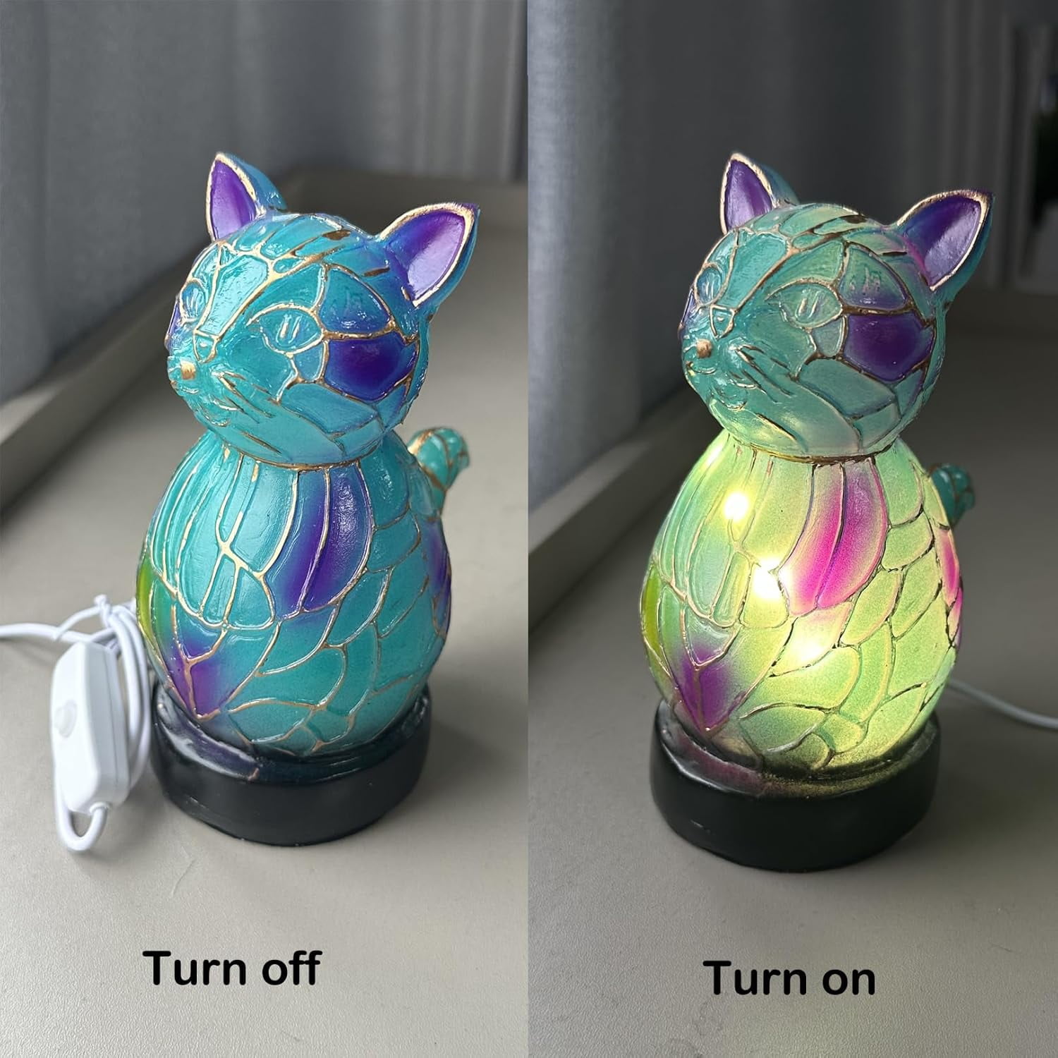 3D Animal Table Lamp, Retro Stained Animal Night Light Lamp for Living Room, Bedroom, Home Office