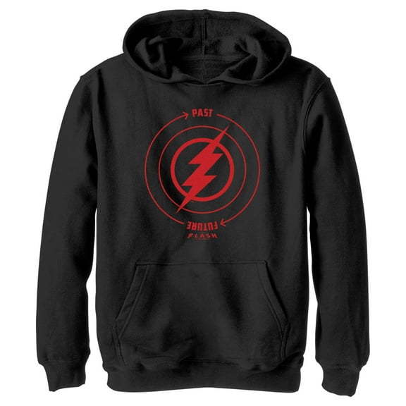Boy's The Flash Time Travel Lightning Bolt  Pull Over Hoodie Black Large
