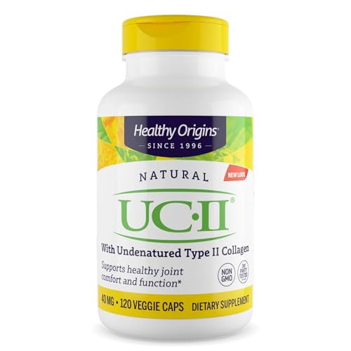 Healthy Origins UC-II 40 mg (colágeno tipo II sin desnaturalizar, sin OGM, sin gluten, soporte para las articulaciones), 120 cápsulas vegetales
