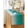 thumbnail image 5 of Table Runner 72 Inches Long for Kitchen Dining, Teal Ombre Dresser Scarf Farmhouse, Dining Table Decorations for Wedding/Parties, Turquoise White Gradient Modern Abstract Art 14 x 72 In, 5 of 9