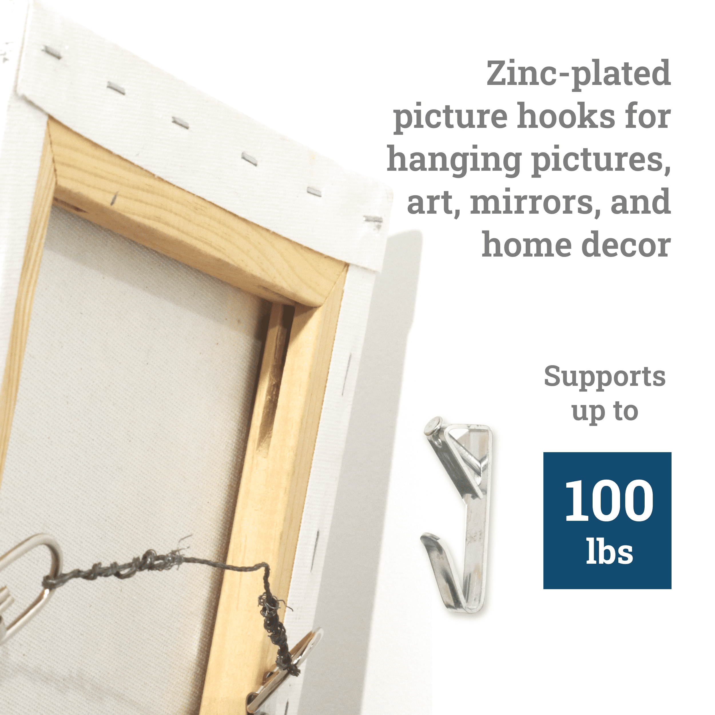 Picture Hang Solutions Nickel Picture Frame Hangers with Nails 100-lb Capacity 100 Pieces per Pack