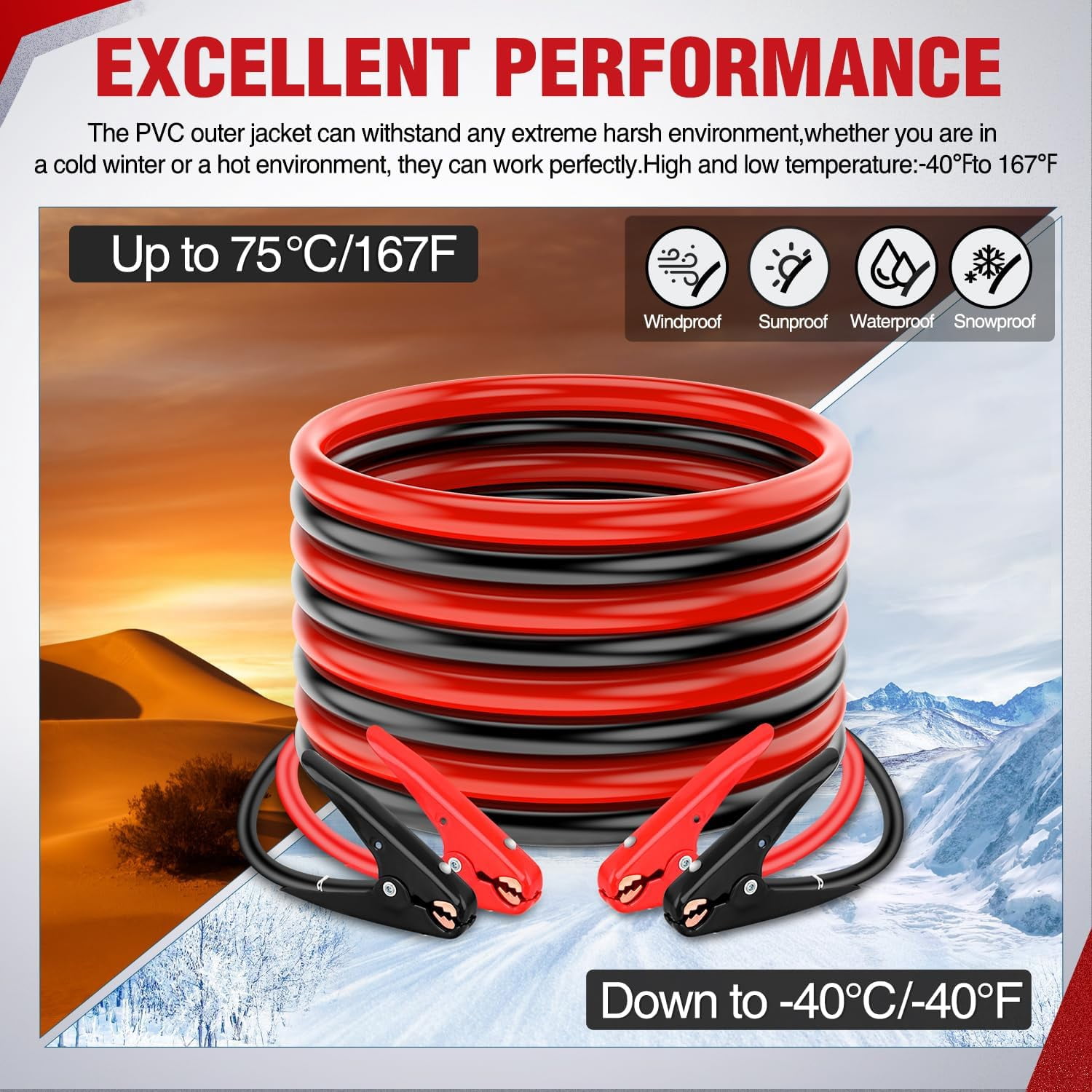 Nilight Jumper Cables for Car Battery 4 Gauge 20 FT Booster Cable Heavy Duty 600 A CCA with Carrying Bag Jump Start Emergency Kit Pickup Truck RV Vans SUV