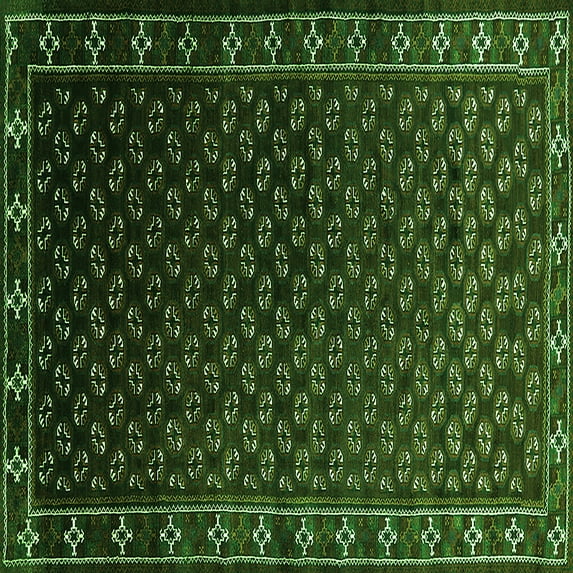 Ahgly Company Indoor Square Oriental Green Industrial Area Rugs, 4' Square
