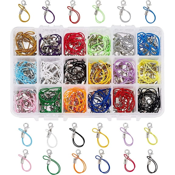 180 PCS 18 Color 2.75" Strap Charm Lariat Lanyard W/Lobster Clasp Cords for Cellphone/USB Drive/Keychain/DIY Jewelry for diy