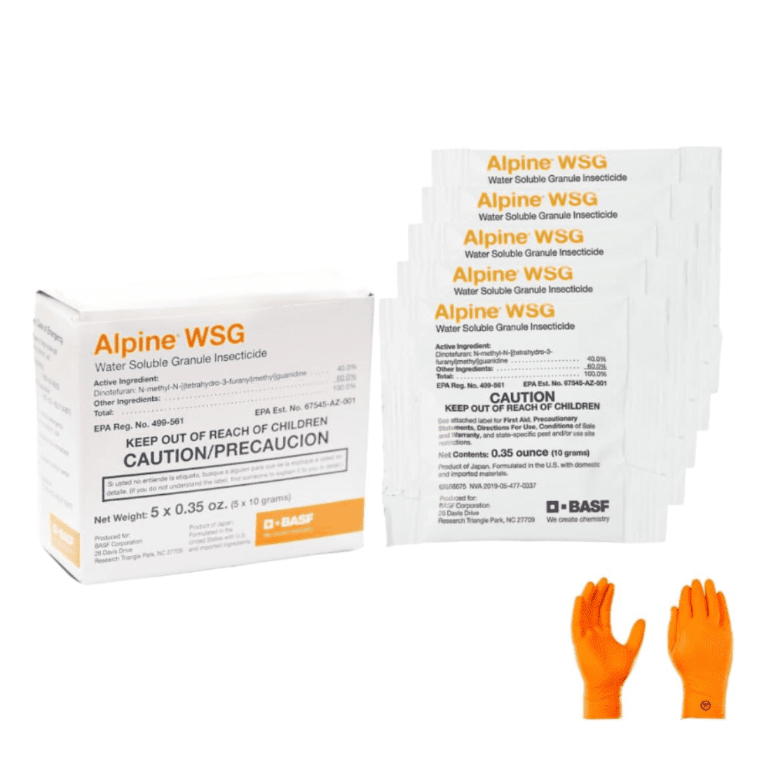 Alpine WSG Water-Soluble Granule Insecticide (Dinotefuran 40%) – Powerful, Odorless Indoor/Outdoor Pest Control | Premium USA Supply Gloves for Safe Eradication | USA Supply Pest ID Card