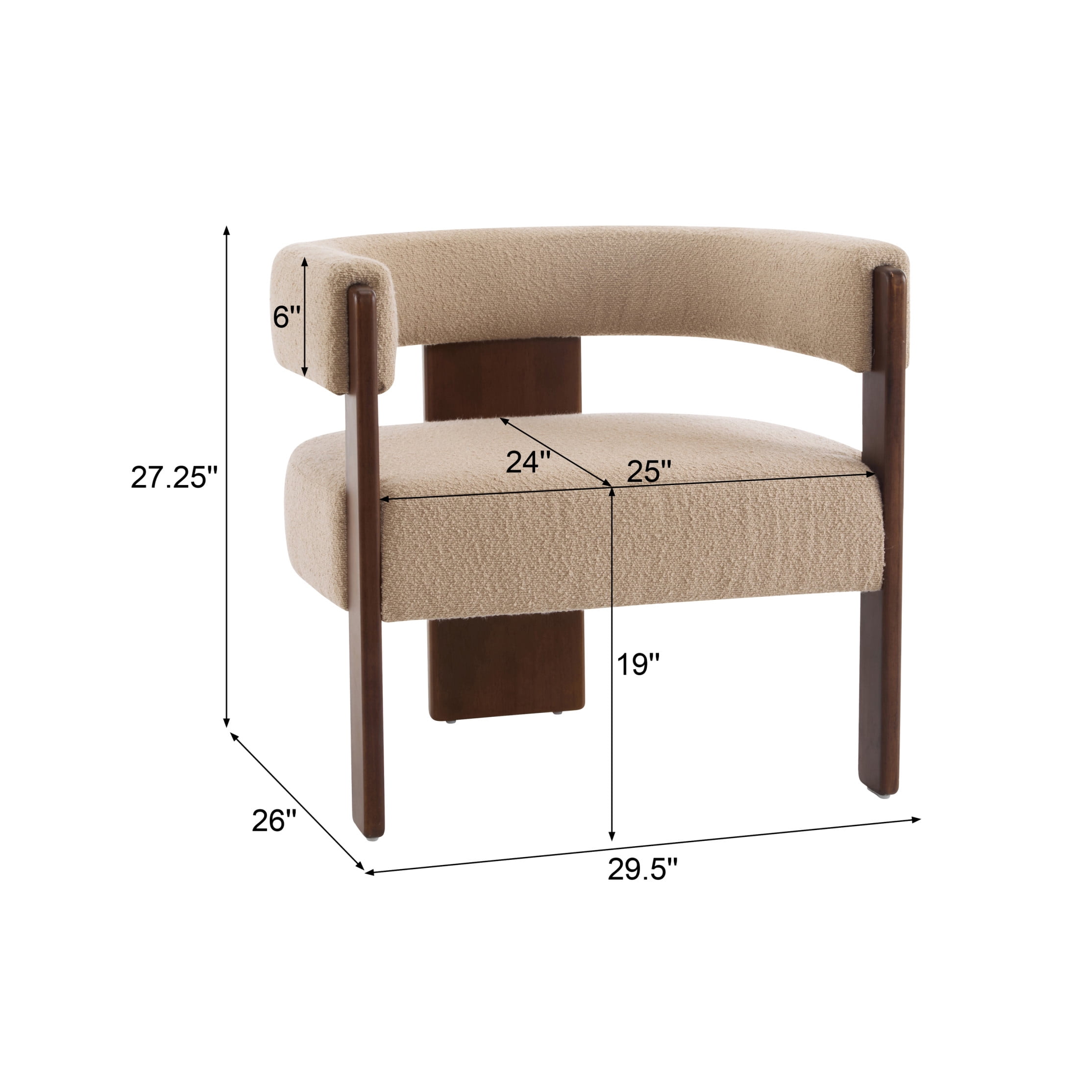 Christopher Knight Home Modern Boucle Upholstered Accent Armchair with Barrel Back, Wood Legs, Light Camel, Set of 2