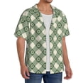 thumbnail image 2 of KLL Daisy Plaid Green Print Men's Shirt Short Sleeve Button Down Summer Cuba Beach Shirts- X-Large, 2 of 5