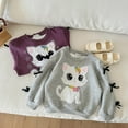thumbnail image 6 of Byoo Toddler Girls Sweatshirt Cute Cartoon Cat Print Crew Neck Pullover Top Casual Sweater, 6 of 9