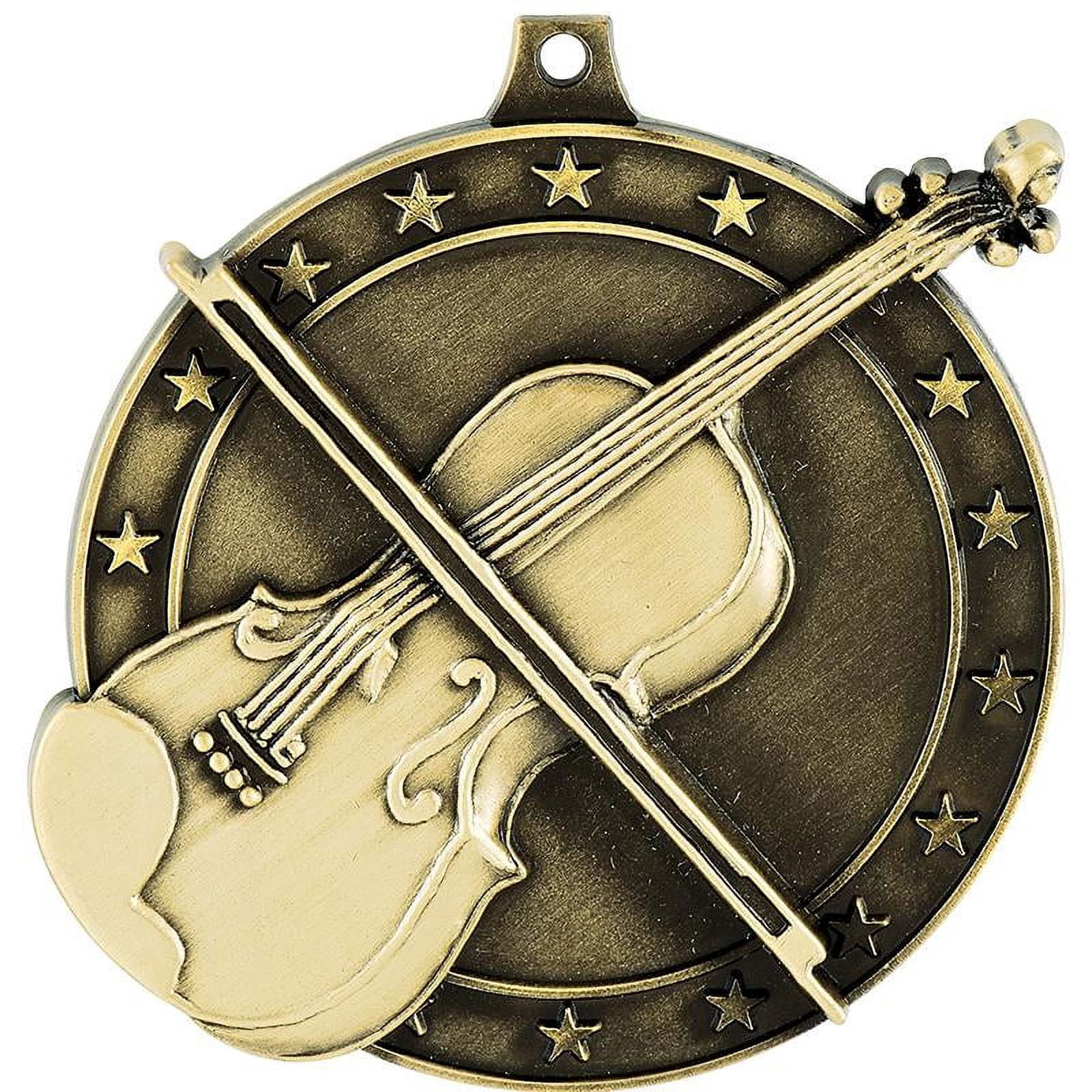 Violin Medals, 2" Gold Diecast Violin Medal Award 5 Pack