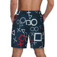 thumbnail image 3 of Kdxio Navy Blue Geometric Print Men's Swim Trunks with Compression Liner 7 Inch Inseam Quick Dry Swim Shorts, 3 of 7