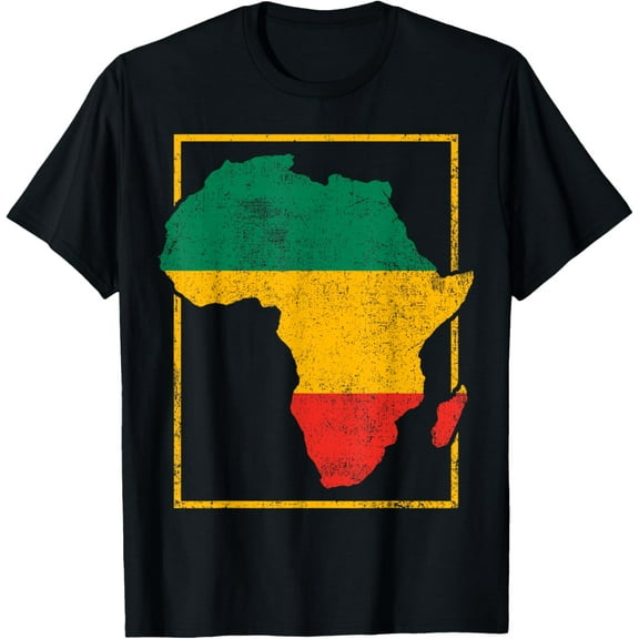 Africa African Map Vintage T-ShirtMen and women, Black T-shirt, size: Extra large S-4XL
