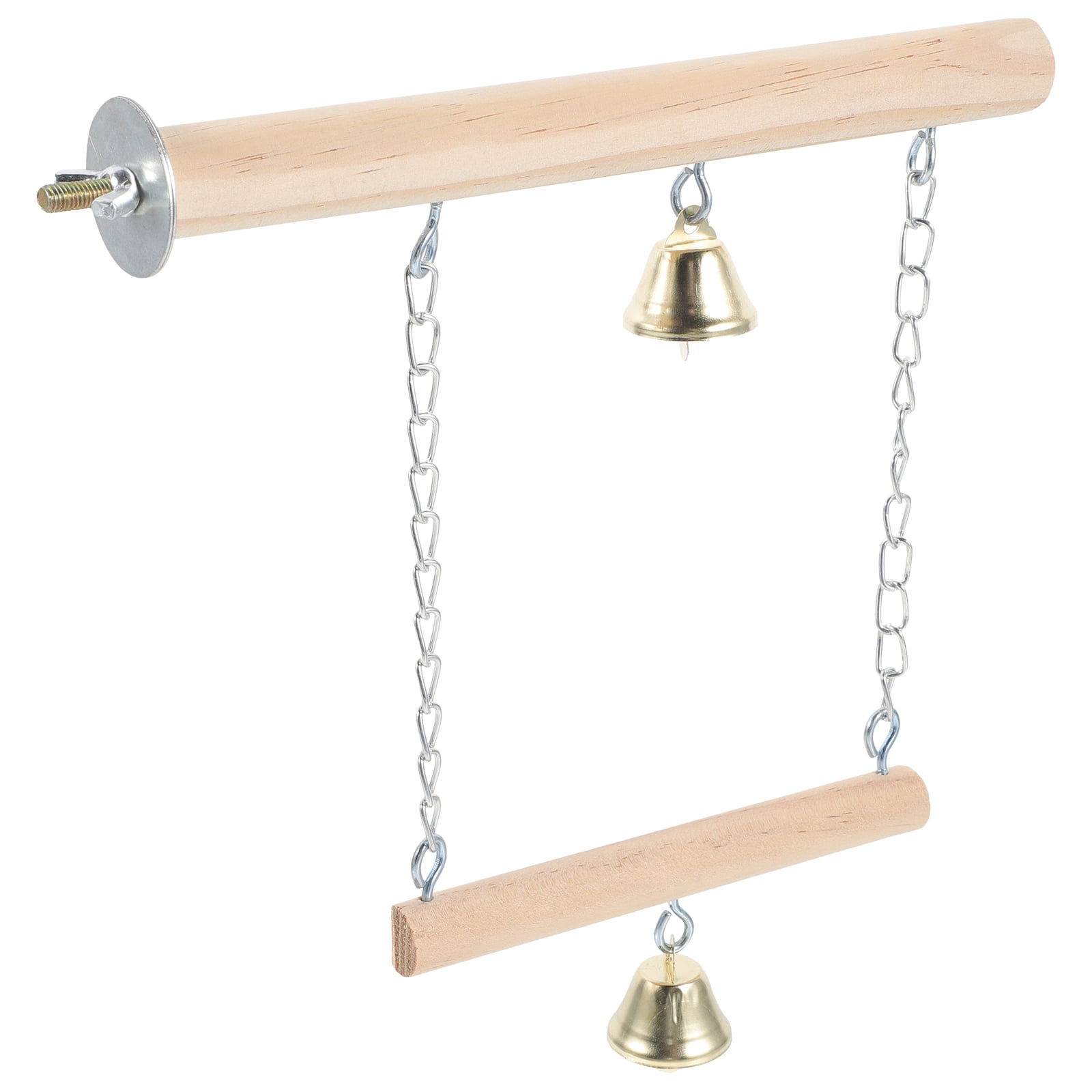 Pretyzoom Beige Bird Swing for Parakeets Durable Decorative Outdoor Hanging Cage Accessory with Bell