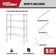 thumbnail image 5 of Hyper Tough 4 Tier Wire Shelf Unit, 36"W x  14"D x 54" H, 1400lb Load Capacity, Chrome, 5 of 14