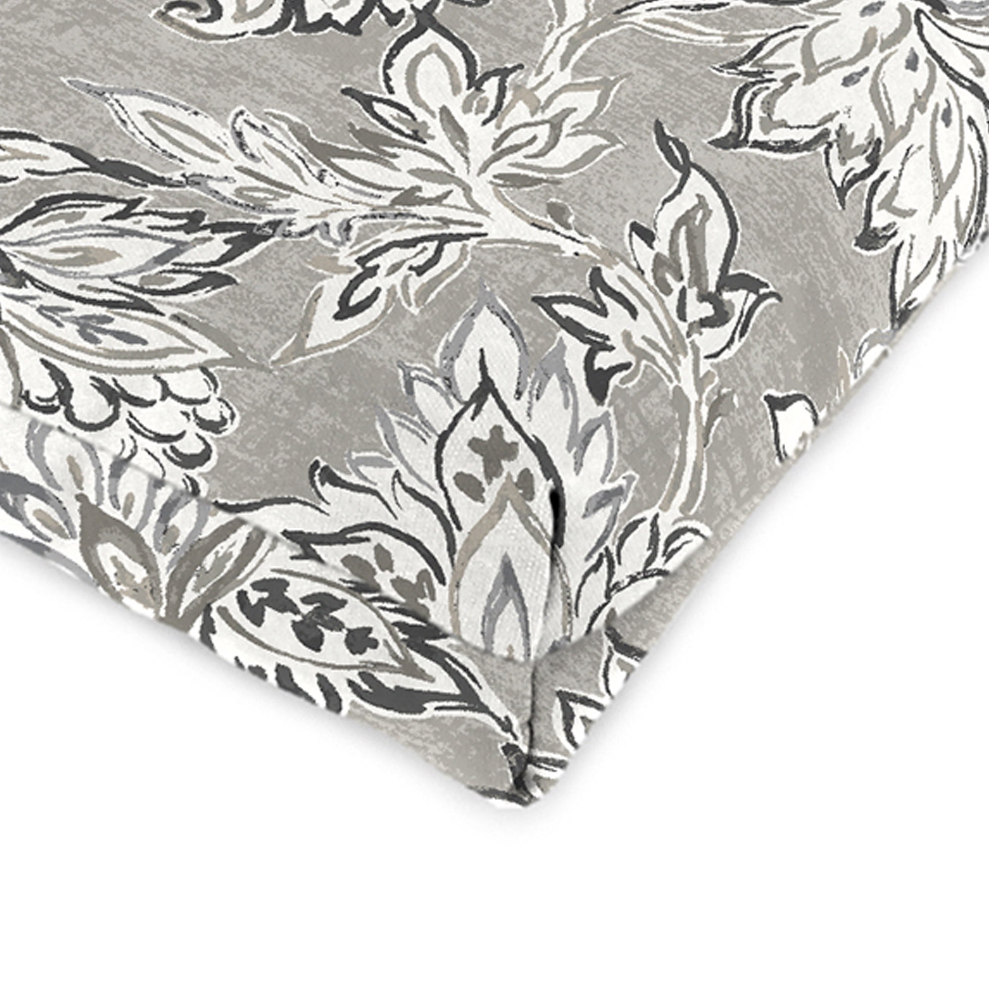 Jordan Manufacturing 44" x 22" Adair Gray Jacobean Rectangular Outdoor Chair Cushion with Ties and Hanger Loop