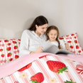 thumbnail image 4 of spefrowx Kawaii Strawberry Bow Print Twin Comforter Sets for Girls, Pink Stripe Floral Bedding Set, Pink Reversible, 2 Pieces, 1 Comforter and 1 Pillowcase, 4 of 6