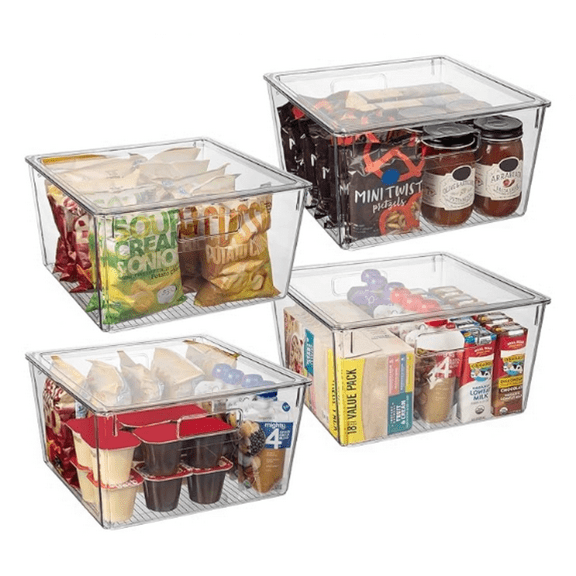 Plastic Storage Bins with Lids XL – Perfect Kitchen Organization or Pantry Storage – Fridge Organizer, Pantry Organization and Storage Bins, Cabinet Organizers