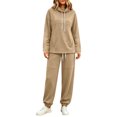 thumbnail image 3 of Women's Hoodies Dqueduo Women's Two Piece High Neck Sports Suit Long Sleeve Drawstring And Jogger Pants Casual Pocket Set, Sizes S-XXL, 3 of 10