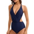 thumbnail image 5 of WAYUTE One Piece Swimsuit Women Solid Color High Cut Monokini Backless Rash Guard Elegant Tummy Control Summer Beach Bathing Suit, 5 of 5