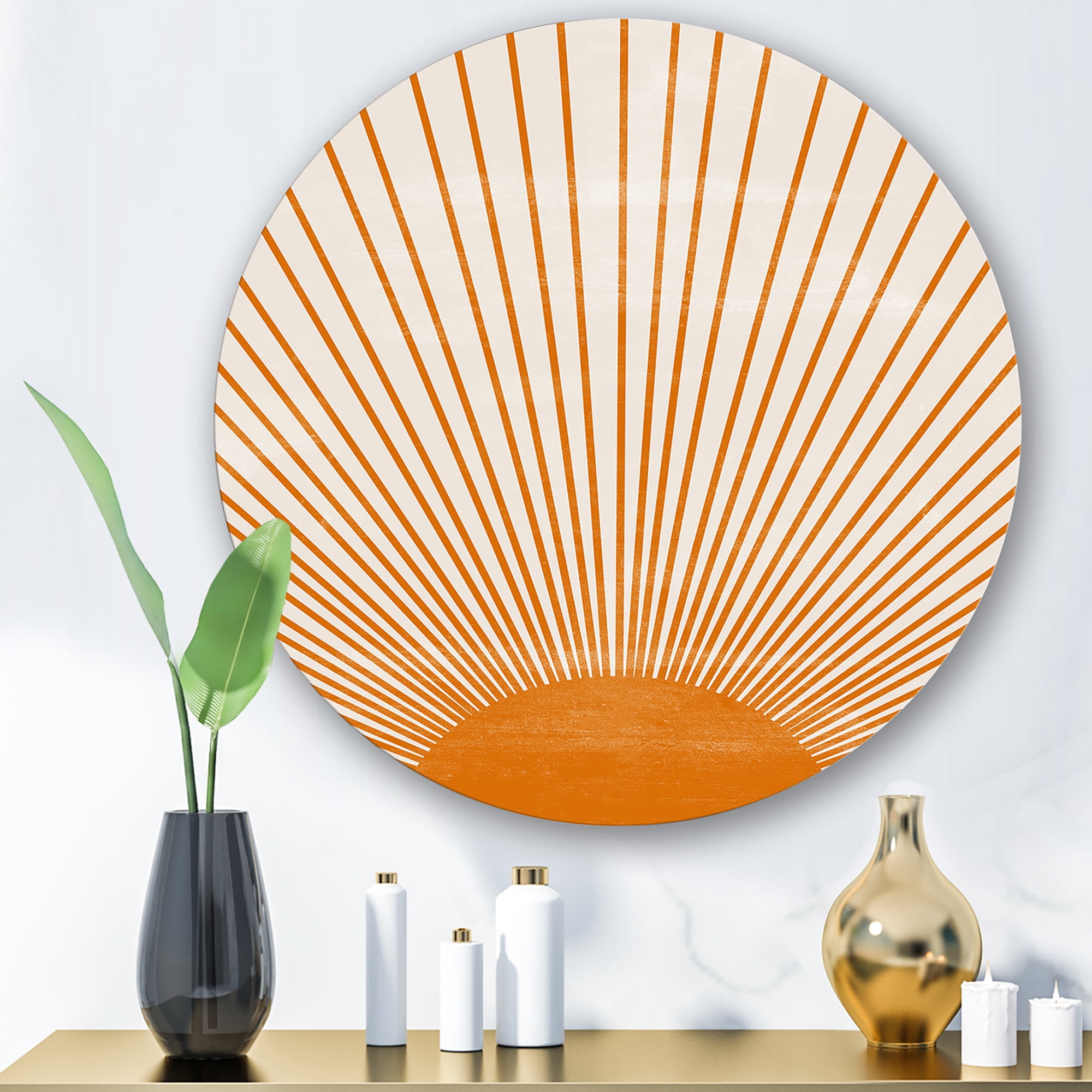 Orange Sun Print On Beige III 23 in x 23" Painting Art Prints, by Designart