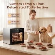 ONSON Food Dehydrator Machine, 8 Stainless Steel Trays, 650W Power, 167°F Dehydrated Dryer for Jerky, Dog Treats, Herbs, Meat, Fruit, Yogurt and Veggies, Silver-black