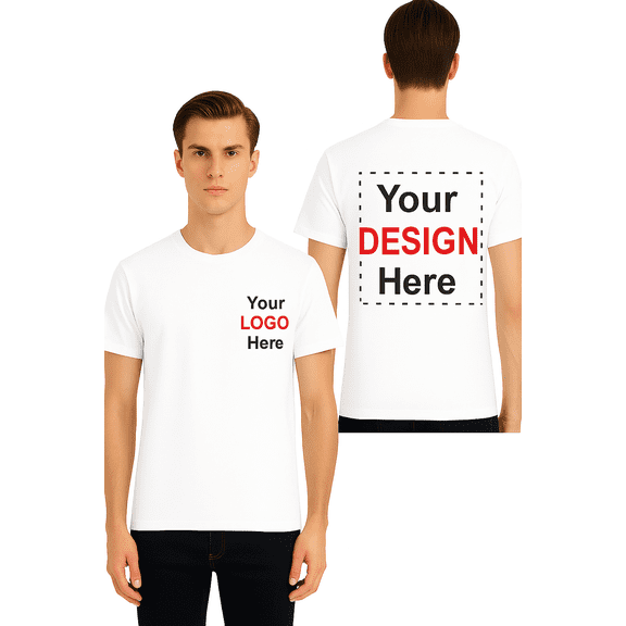 Custom T-Shirt Add Your Own Text Logo Front Back Heavyweight 200GSM Cotton T-Shirt