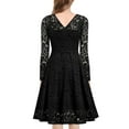 thumbnail image 4 of AGWOLF Womens Midi Dresses 2024 Long Sleeve V Neck Dress Fashion Lace Bridesmaid Dress for Wedding Formal Party Dress, 4 of 5