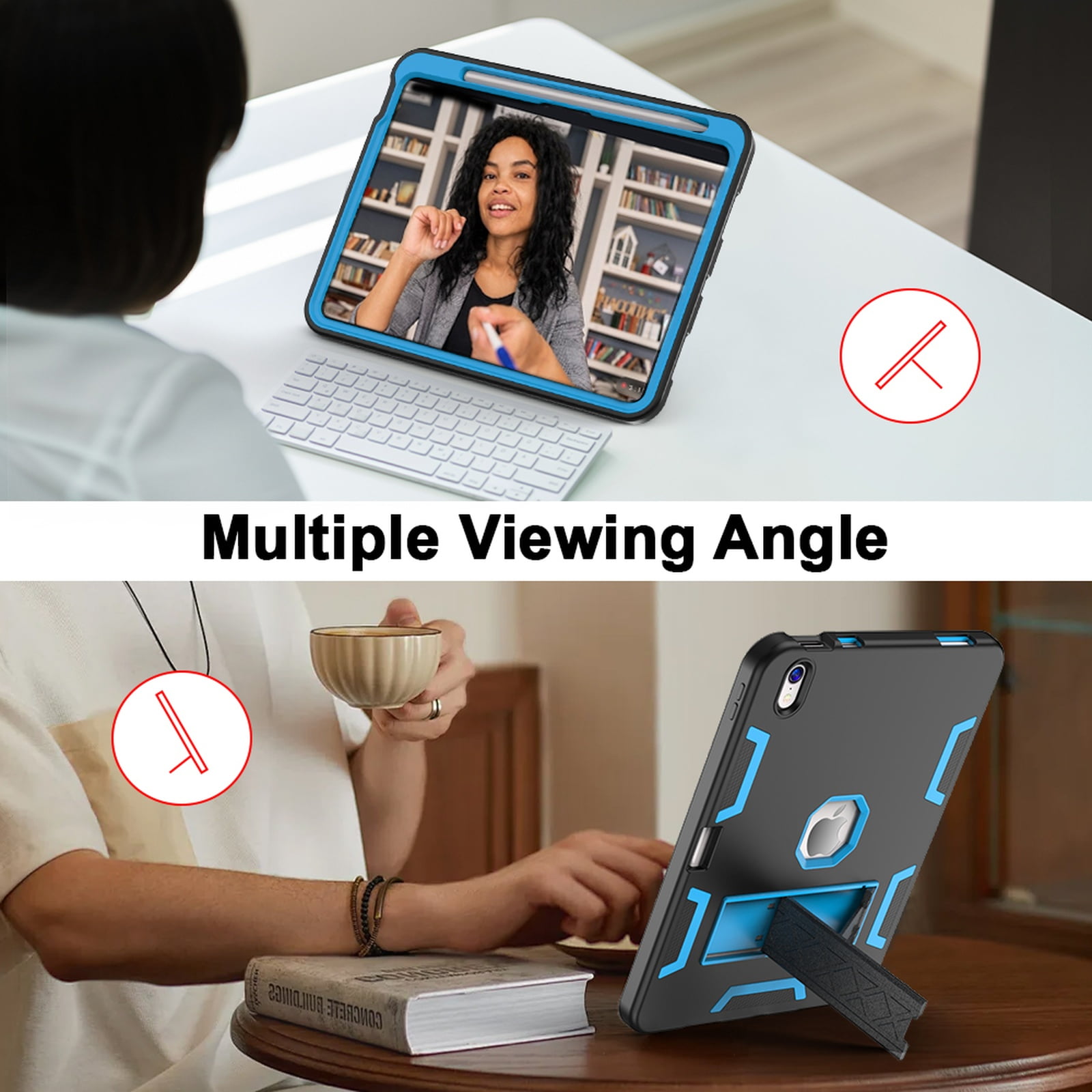 Allytechgroup Rugged Case for Apple iPad A16 11th Generation 11" 2025/ iPad 10th Gen 10.9" 2022, Hybrid TPU PC Bumper Heavy Duty Shockproof Anti-Scratch Protective Cover with Pencil Holder,Blackblue