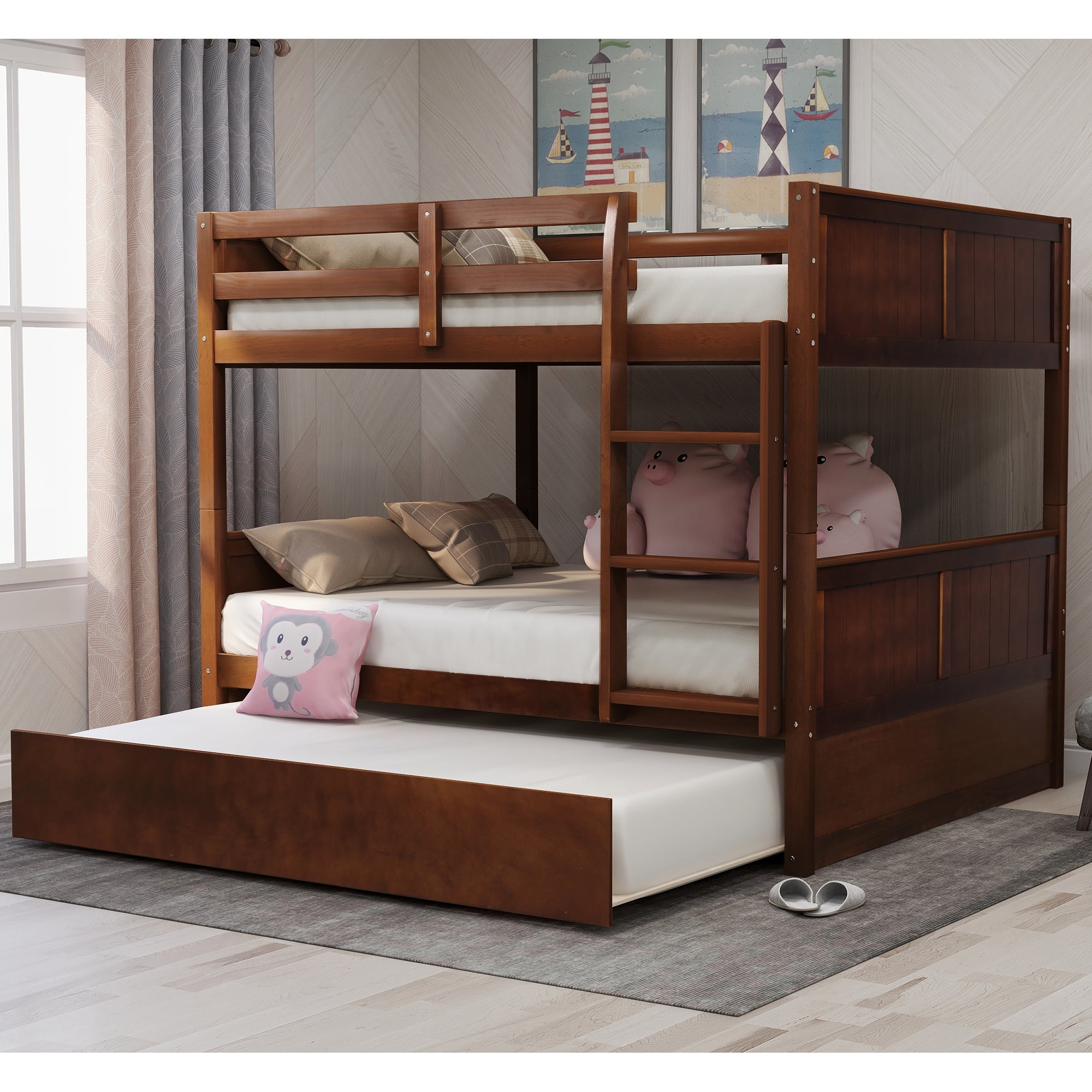 Full Bunk Bed With Trundle Convertible, Full Size Bunk Beds