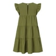 thumbnail image 3 of Maternity Dresses Casual Babydoll Dress Ruffle Short Sleeve A-Line Flowy Tiered Tunic Mini Dress, 3 of 4