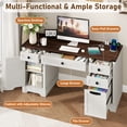 thumbnail image 2 of 58" Farmhouse Executive Desk with 4 Drawers & Charging Station, Office Computer Desk with File Drawer, Rustic Wooden Study Desk Workstation for Home Office, 2 of 8
