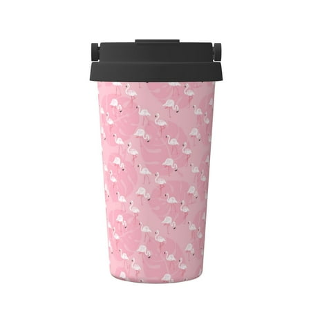 

Susaid Flamingos and Flowers Print Coffee Travel Mug Insulated Coffee Mug with Lid Leakproof Coffee Thermos Coffee Tumbler for Hot&Cold Drinks