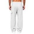thumbnail image 4 of Mens Cargo Sweatpants with Multiple Pockets Elastic Waist Drawstring Casual Fashion Relaxed Fit Wide Leg Joggers White 2XL, 4 of 7
