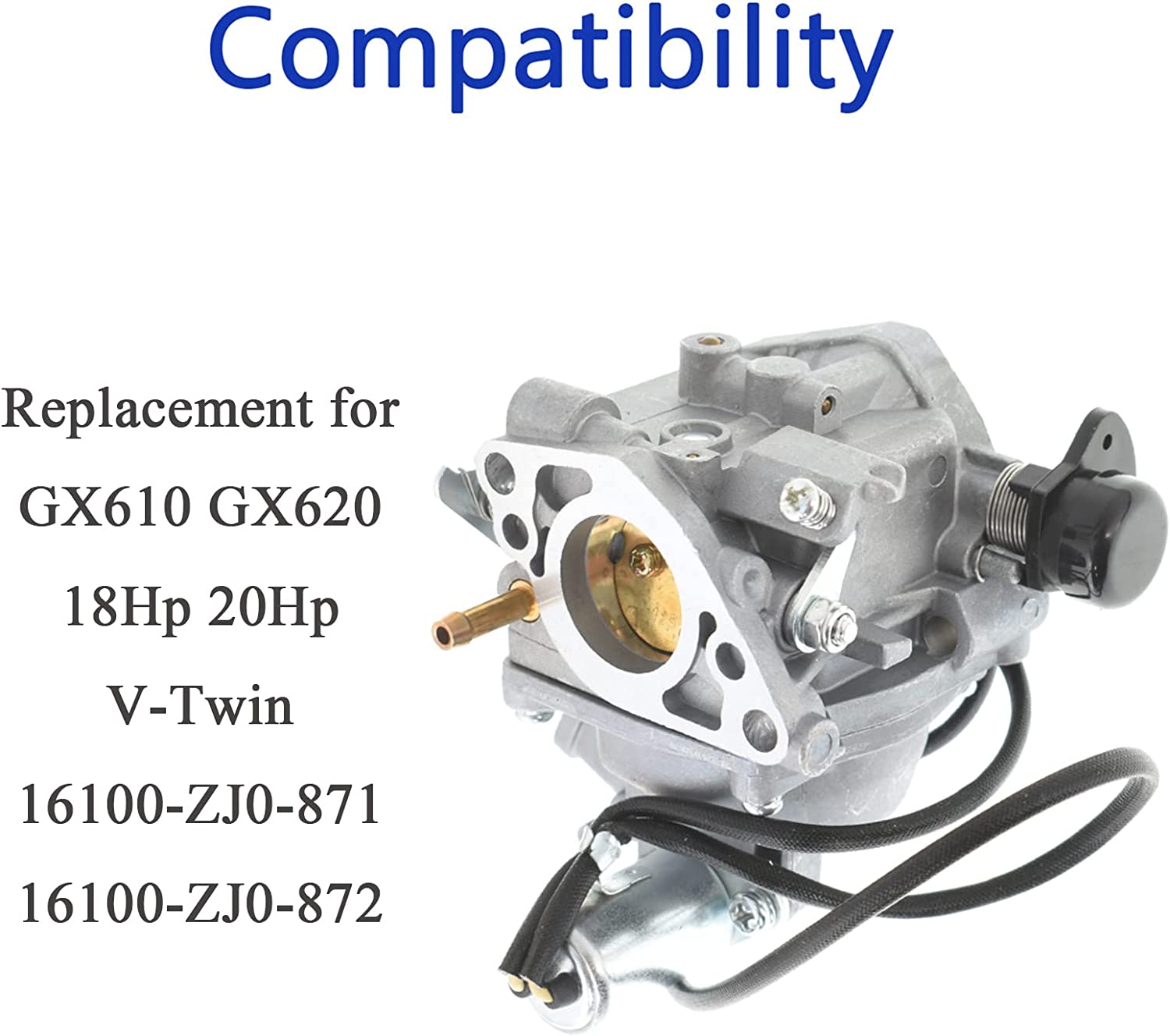EPOTOOR 16100-ZJ0-871 Carburetor Replacement for Honda GX610 GX620 18Hp 20Hp V-Twin 16100-ZJ0-872 Lawn Mower Parts