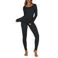 thumbnail image 2 of Stamzod Fall Winter Pajamas for Women 2 Piece Long Sleeve Crewneck Pullover Shirts and Pajama Pants Sleepwear Warm Soft Pajama Set for Women Black B M, 2 of 8