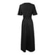 thumbnail image 5 of Vestido largo elegante de cuello en V y cintura alta para mujer: mangas plisadas, abertura lateral, fruncido, vestido de noche para bodas y fiestas., 5 of 5