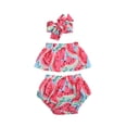 thumbnail image 1 of 3Pcs Newborn Baby Girls Outfits Set Off Shoulder Watermelon Tops Shorts Clothes, 1 of 4