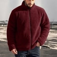thumbnail image 6 of hoksml Men s Solid Fleece Zip Up Jacket Stand Collar Long Sleeve Sherpa Coat for Fall Winter Daily Work Comfort, 6 of 8