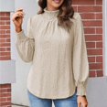 thumbnail image 2 of EDFBUYKRS Fall Striped Shirt Women Causal Comfy Pullover Long Sleeve Shirts Solid Color Long Sleeve Tops Fashion Printed O-Neck Long Sleeve Blouses, for Women S, 2 of 4