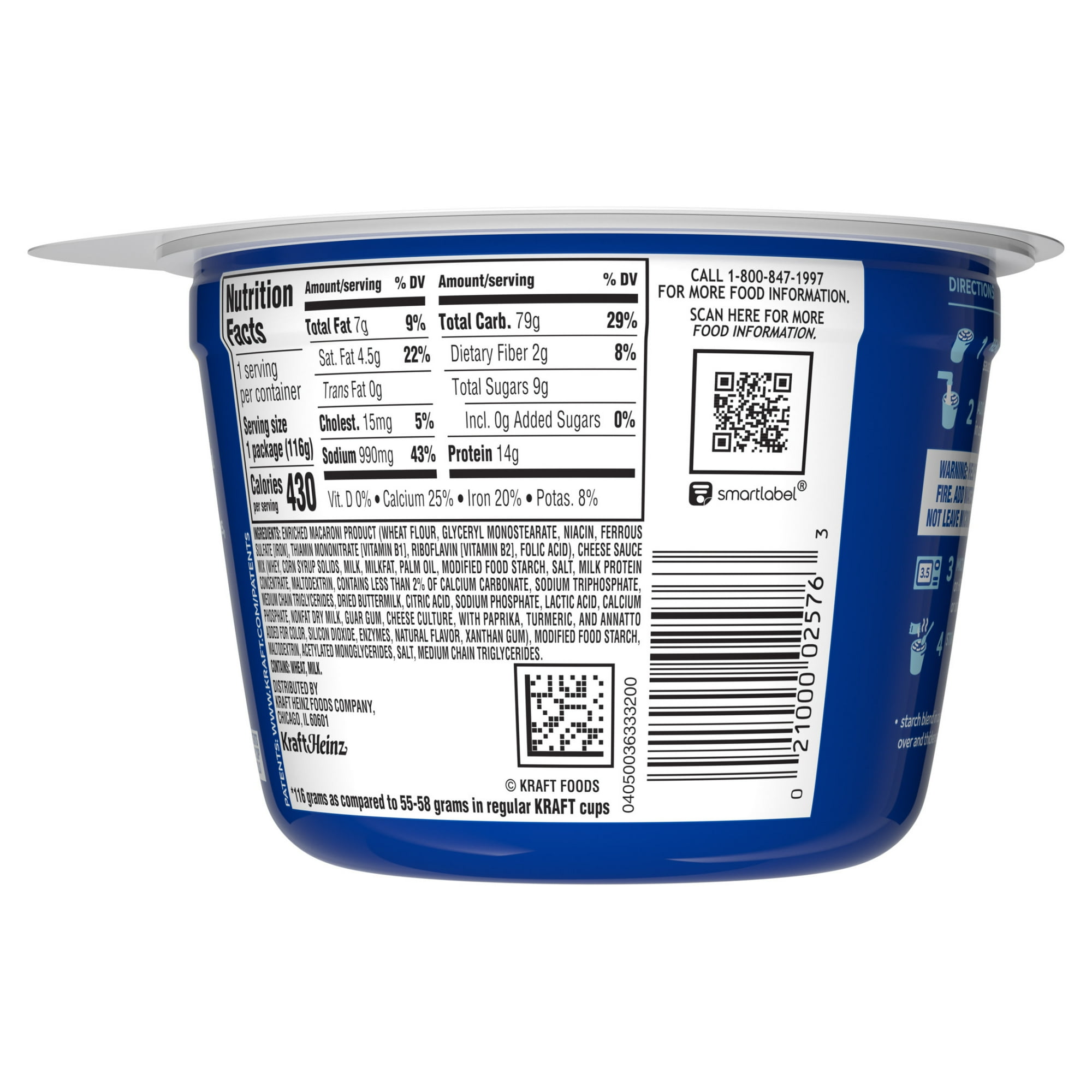 Kraft Original Mac N Cheese Dinner Big Cup Dinner, 4.1 oz Cup, Shelf-Stable